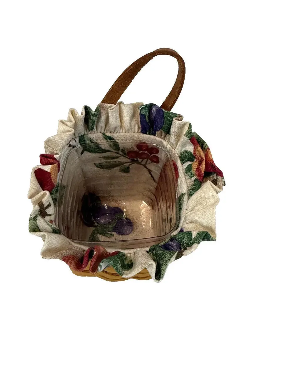1999 Longaberger Chive Basket w/Fruit Medley Liner & Protector 4